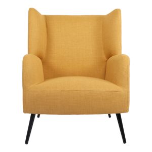 Armchair Mareta, yellow fabric and black legs, 83x80x99 cm