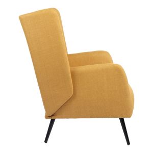 Armchair Mareta, yellow fabric and black legs, 83x80x99 cm