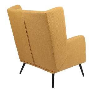 Armchair Mareta, yellow fabric and black legs, 83x80x99 cm