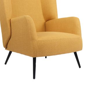 Armchair Mareta, yellow fabric and black legs, 83x80x99 cm