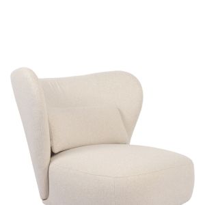 Nagreta armchair, cream fabric and black metal legs, 77x73x74cm