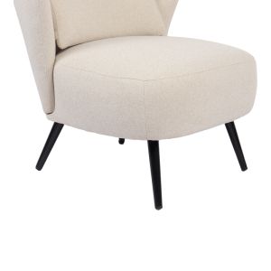 Nagreta armchair, cream fabric and black metal legs, 77x73x74cm