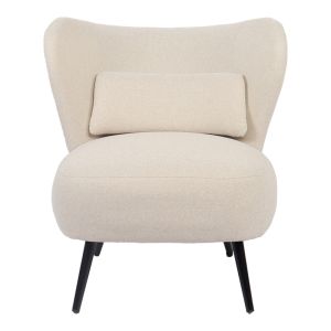 Nagreta armchair, cream fabric and black metal legs, 77x73x74cm