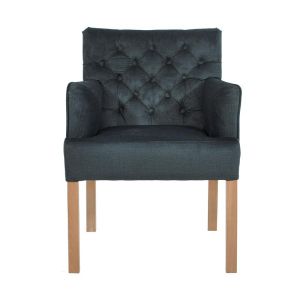 New F4 armchair in petrol with gray wooden legs, dimensions 65x70x88cm