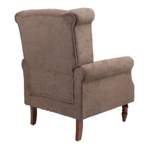 Piore Chesterfield Armchair Dark brown textile upholstery and walnut rubber wood legs 77x80x106cm