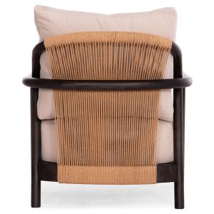 Armchair Pristein Sm9964 mahogany wood in black-rope-creamy white with cushion 70x77x71.5cm.