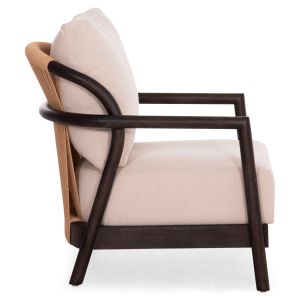 Armchair Pristein Sm9964 mahogany wood in black-rope-creamy white with cushion 70x77x71.5cm.