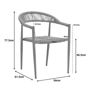 RAYANA STACKABLE ARMCHAIR, ALUMINUM - POLISHED IN NATURAL COLOR 56X61.5X77.5CM