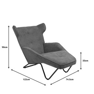 Relaxtotely armchair, anthracite fabric and black metal base, 74.5x122x90cm
