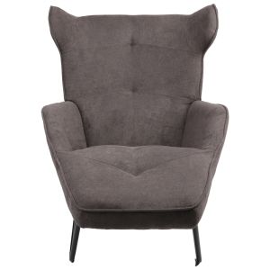 Relaxtotely armchair, anthracite fabric and black metal base, 74.5x122x90cm