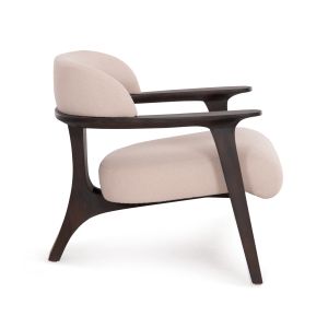 Armchair Triad Sm9968 teak in black-cream-white fabric 80.5x74x66.5cm.