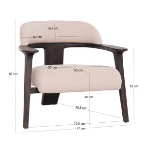 Armchair Triad Sm9968 teak in black-cream-white fabric 80.5x74x66.5cm.