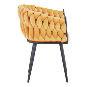 Vivian armchair, yellow velvet, with legs, black metal, 61x55x80 cm
