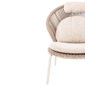 Armchair with footrest Temporal Sm6400.01 aluminum cushions with beige ivory color 83.5x91x115v