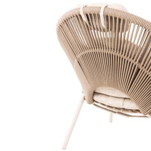 Armchair with footrest Temporal Sm6400.01 aluminum cushions with beige ivory color 83.5x91x115v