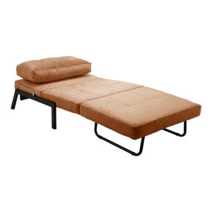 Фотьойл-легло Fancy Velvet плат в нюанс на гнила ябълка и черен метален крак 95x98x70cm