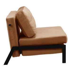 Фотьойл-легло Fancy Velvet плат в нюанс на гнила ябълка и черен метален крак 95x98x70cm