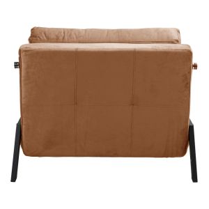 Фотьойл-легло Fancy Velvet плат в нюанс на гнила ябълка и черен метален крак 95x98x70cm
