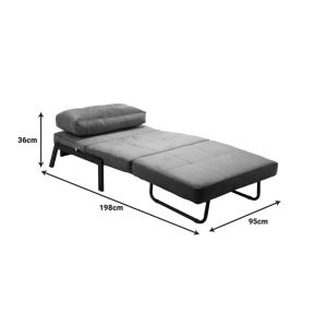 Фотьойл-легло Fancy Velvet плат в нюанс на гнила ябълка и черен метален крак 95x98x70cm