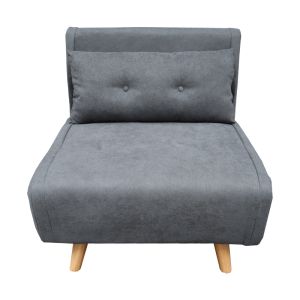 Armchair-bed Josuane I with fabric in anthracite, 78x80x81 cm