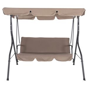 Hammock 3-seater with canopy, metal frame in gray - textile in brown 174x110x200cm Hm5979,02