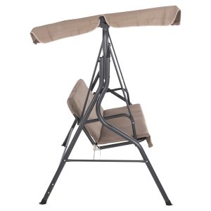 Hammock 3-seater with canopy, metal frame in gray - textile in brown 174x110x200cm Hm5979,02