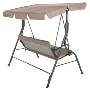 Hammock 3-seater with canopy, metal frame in gray - textile in brown 174x110x200cm Hm5979,02