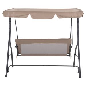 Hammock 3-seater with canopy, metal frame in gray - textile in brown 174x110x200cm Hm5979,02