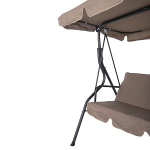 Hammock 3-seater with canopy, metal frame in gray - textile in brown 174x110x200cm Hm5979,02