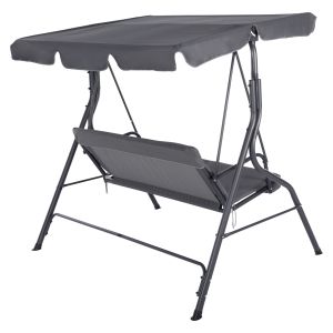 Hammock 3-seater with canopy, metal frame and textile in gray 170x110x153cm Hm5979,01