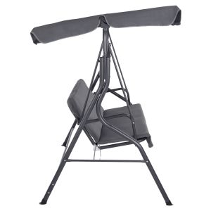 Hammock 3-seater with canopy, metal frame and textile in gray 170x110x153cm Hm5979,01