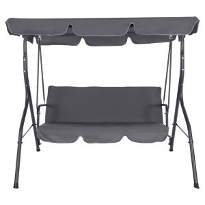 Hammock 3-seater with canopy, metal frame and textile in gray 170x110x153cm Hm5979,01