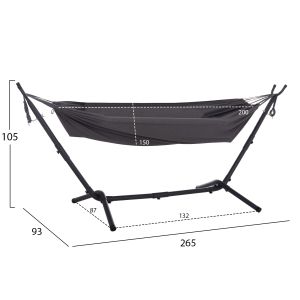 Hammock Crave Hm6304.01 anthracite metal frame - dark gray fabric 265x93x105cm.
