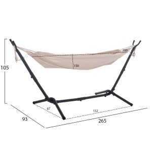 Hammock Crave Hm6304.02 anthracite metal frame - beige fabric 265x93x105cm.