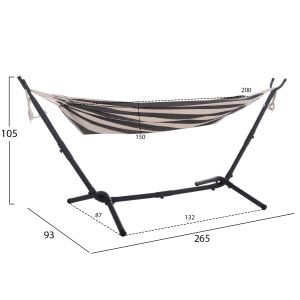 Hammock Crave Hm6304.03 anthracite metal frame - blue fabric with white stripes 265x93x105cm.