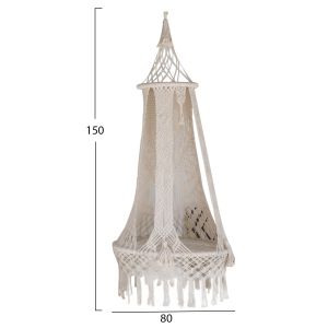 Hammock-garden swing ημ9345 made of macrame rope in ecru D80x150η