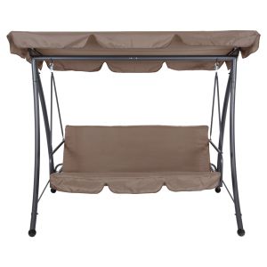Hammock bed 3-seater, metal frame in gray - textile in light brown 200x120x164cm Hm5980,02