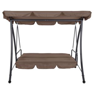 Hammock bed 3-seater, metal frame in gray - textile in light brown 200x120x164cm Hm5980,02