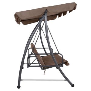 Hammock bed 3-seater, metal frame in gray - textile in light brown 200x120x164cm Hm5980,02