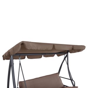 Hammock bed 3-seater, metal frame in gray - textile in light brown 200x120x164cm Hm5980,02