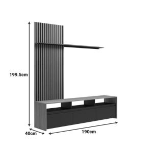 Delfina living room set in sonoma and black 190x40x199.5cm