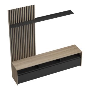 Delfina living room set in sonoma and black 190x40x199.5cm