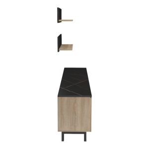 Kasia living room set in black marble - sonoma shade 180x35x48.5 cm