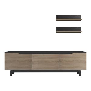 Kasia living room set in black marble - sonoma shade 180x35x48.5 cm