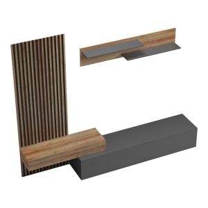 Living room set Litende in anthracite-oak color 249.4x42.2x199.5cm