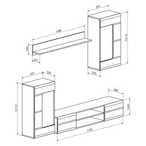 Living room set Saleto white 230.2x39.6x202.4cm