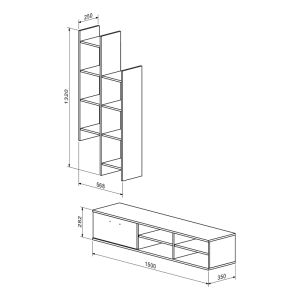 Living room set Sarona, oak, 150x35x160 cm