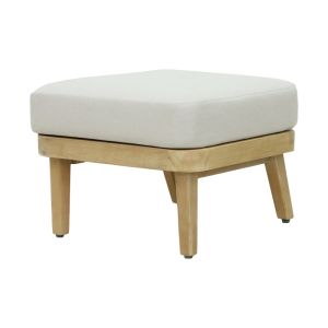 Living room set/garden armchair, 3 pieces, solid eucalyptus wood and beige textile Nicholas