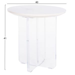 Холна маса Acrylon, бял мрамор Hpl, акрилни крака D40x41hcm Hm9779,01
