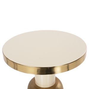 Coffee table Ambur Hm4238.03 metal enamel lacquer ecru and gold D40.5x62hcm